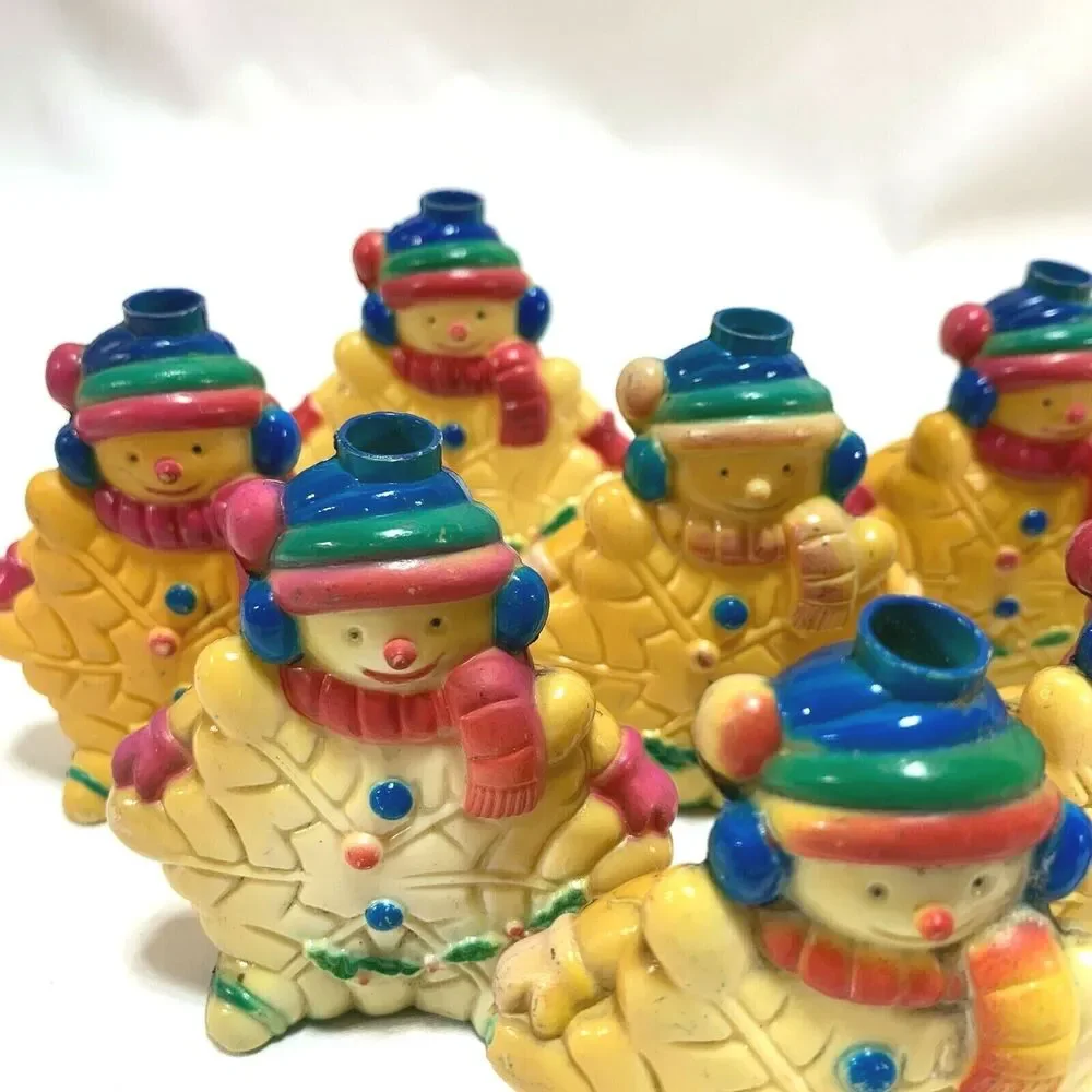 12 Vintage Snowman Christmas Light Covers Snowflake 3